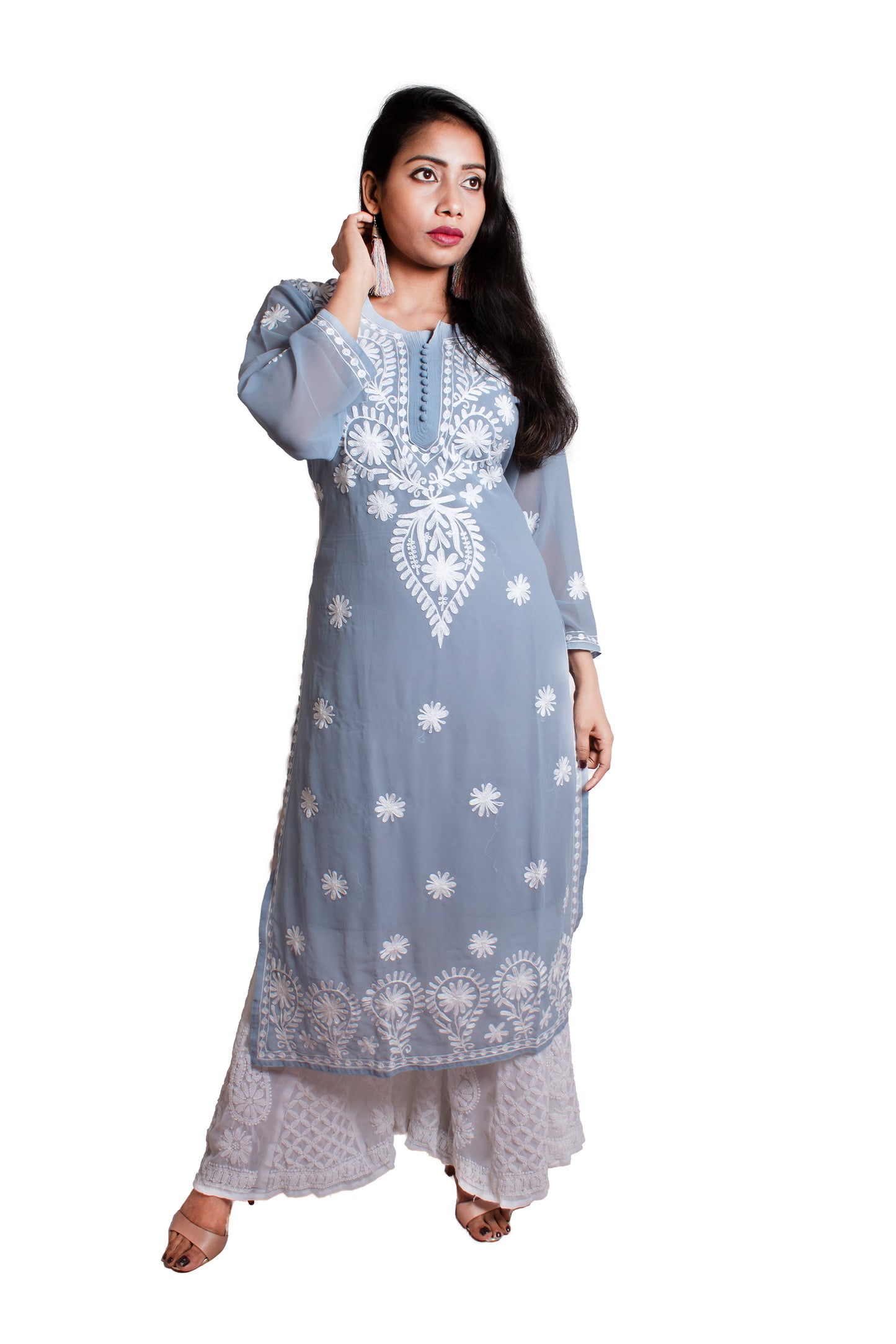 Trendy Chikankari Georgette Machine Work Kurti for Everyday Elegance