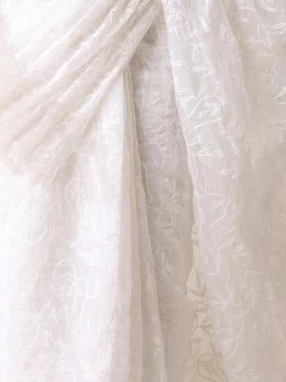 Georgette Chikankari Hand Embroidered Tepchi Saree