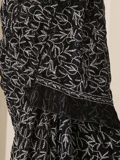 Georgette Chikankari Hand Embroidered Tepchi Saree