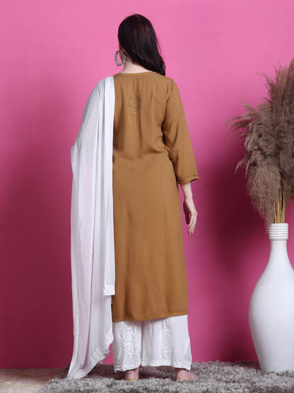 3D Chikankari work Ryon Mukaish Kurti