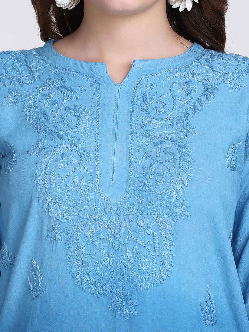 Ryon Ombe Short Top - Store Chikankari