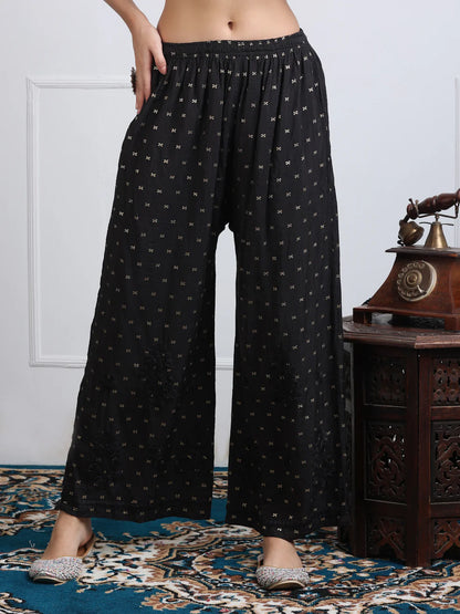 Chanderi Sild Handwork Chikankari Kurta & Plazzo Set