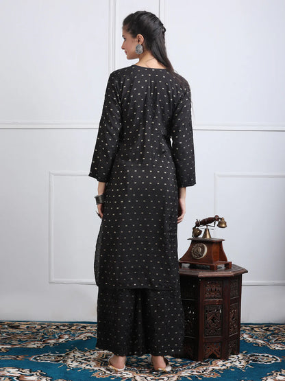 Chanderi Sild Handwork Chikankari Kurta & Plazzo Set