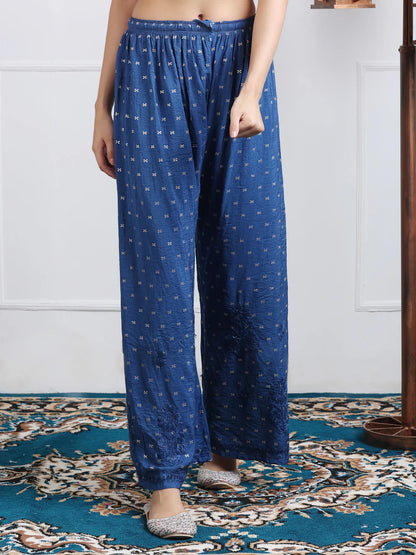 Chanderi Sild Handwork Chikankari Kurta & Plazzo Set
