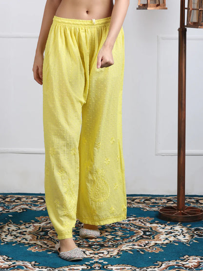 Dobby Cotton 3 piece Set Kurti, Dupatta & Plazzo