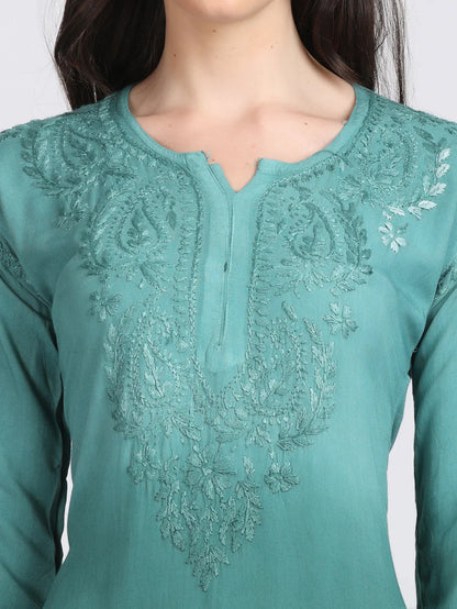 Ryon Ombe Short Top - Store Chikankari