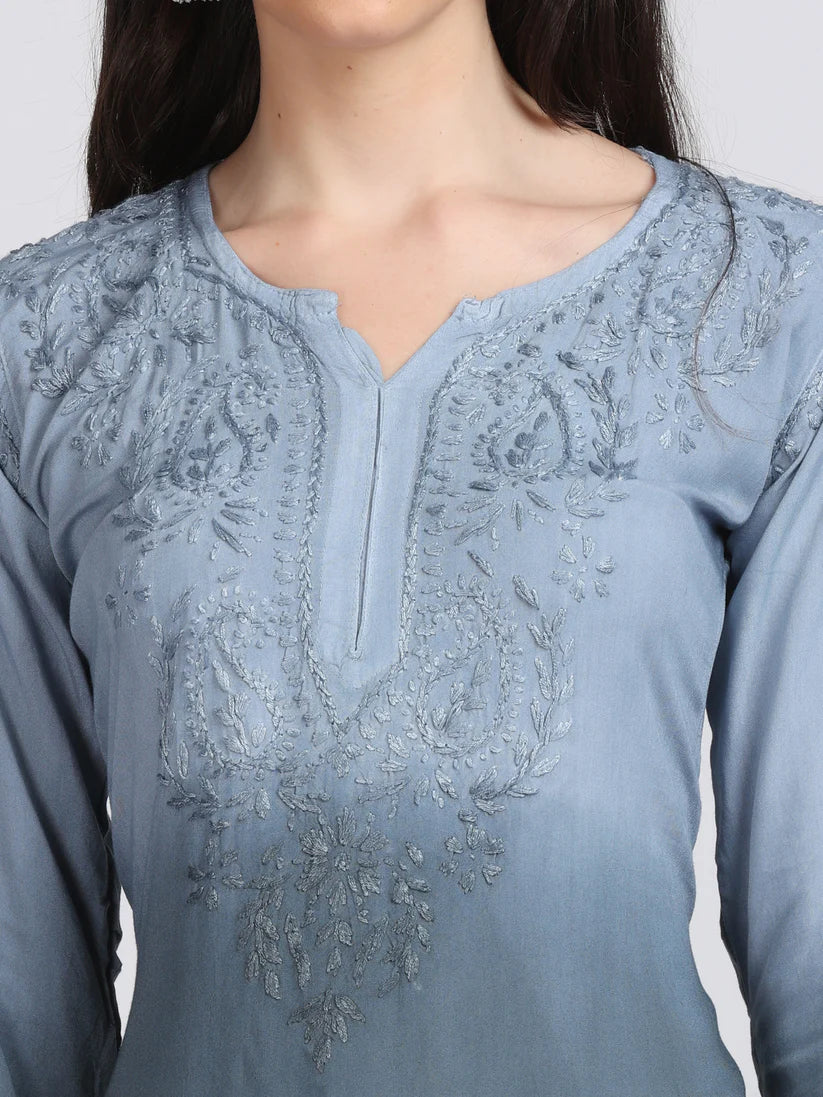Ryon Ombe Short Top - Store Chikankari