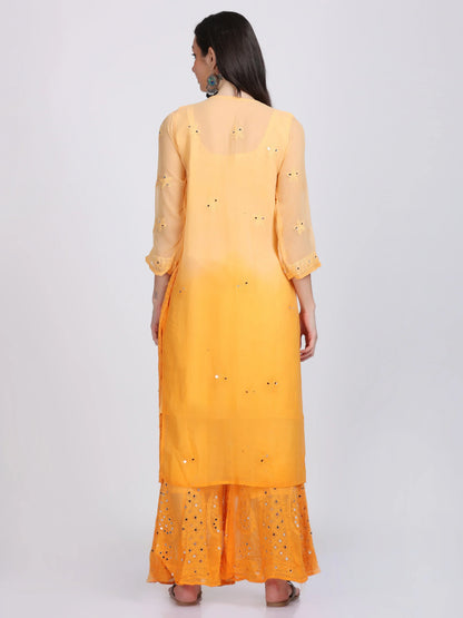 Ayna Georgette Chikankari 3 Piece Mirror Dyed Set with Coordinating Inner - Store Chikankari