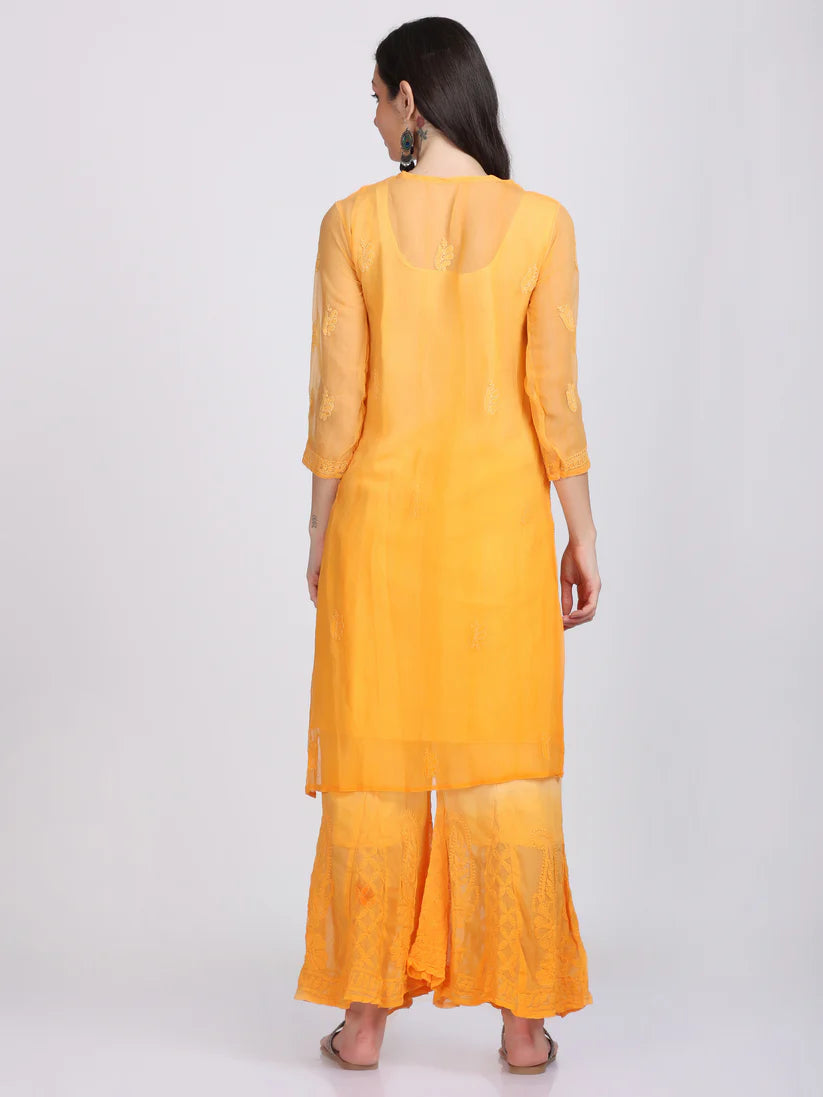 Georgette Chikankari 3 Piece Ombre Dyed Kurta Set - Store Chikankari