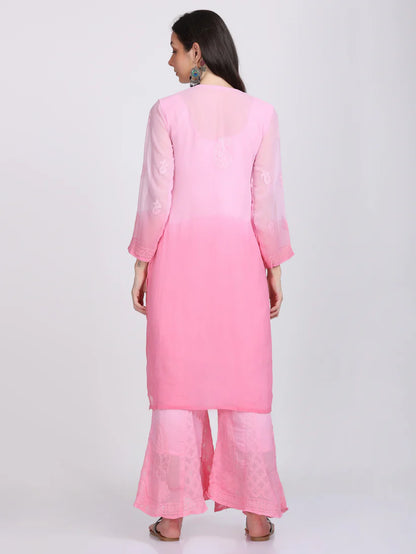 Georgette Chikankari 3 Piece Ombre Dyed Kurta Set - Store Chikankari