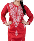 Chikankari Cotton Crochet Button Kurti – Handcrafted Style for Every Occasion | Store Chikankari
