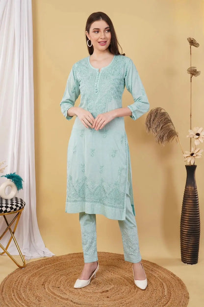 Nazm Chikankari Dobby Cotton Women's 2 piece Kurta Set