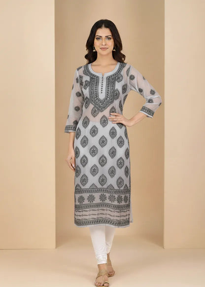 Georgette Chikankari Buta Jaal Straight fit Women's Kurta