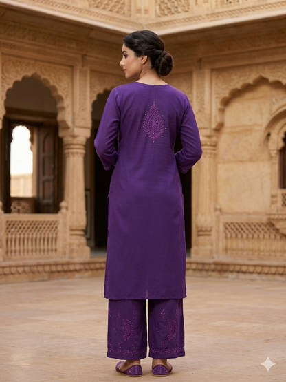 Sitara Premium Rayon Chikankari Coord Set with Mukaish Work for Women