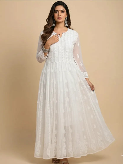 Georgette Chikankari 56 kali Anarkali