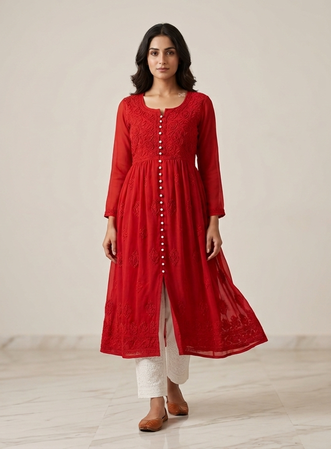 Noora Georgette Chikankari Gown