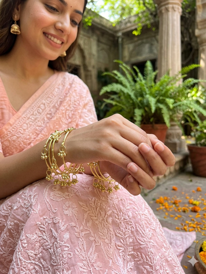 Traditional Indian Gold Plated Jingle Charm Bangles