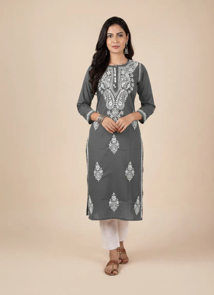 Chikankari Cotton Crochet Button Kurti – Handcrafted Style for Every Occasion | Store Chikankari
