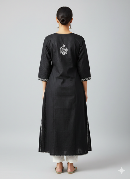 Naaz handcrafted cotton chikankari lucknowi kurti