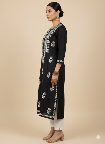Naaz handcrafted cotton chikankari lucknowi kurti