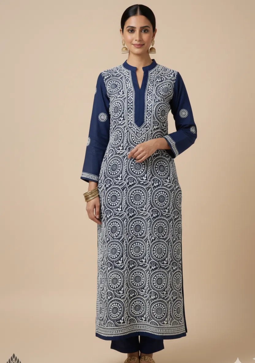 Georgette Chikankari Ring Jaal Kurti Only- Perfect for Ethnic Wear