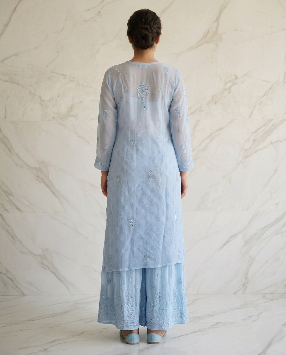 Ayna — 2 Pcs Chikankari Ombre Dyed Coord Set | Mirror Work | Georgette