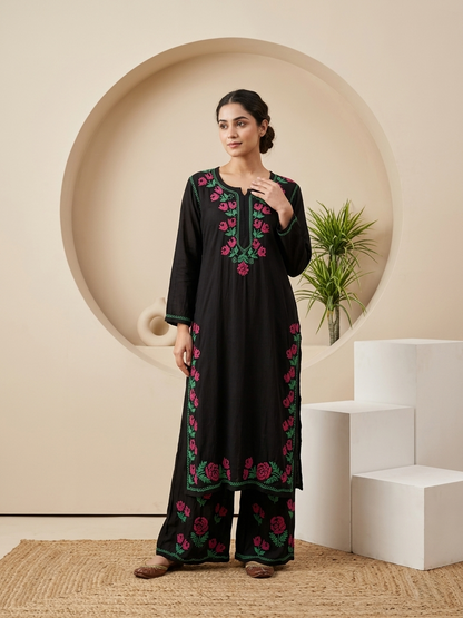 Kashmiri Gul Rayon Chikanakri Co-Ord set