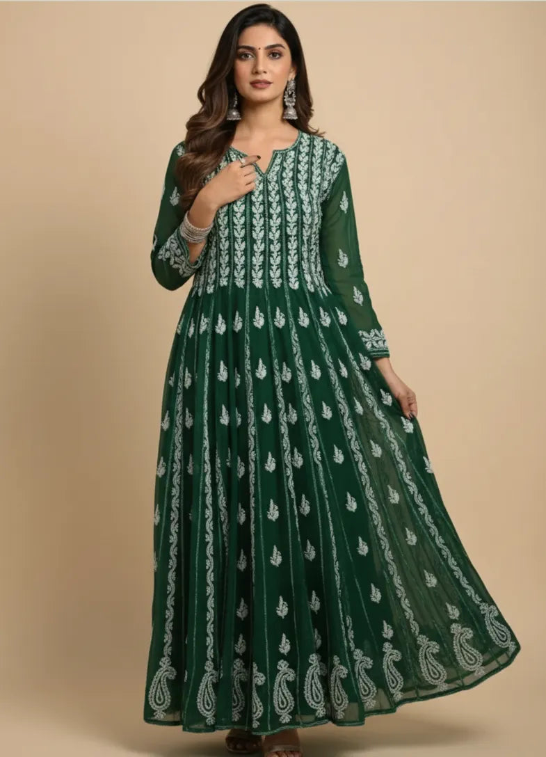 Georgette Chikankari 56 kali Anarkali