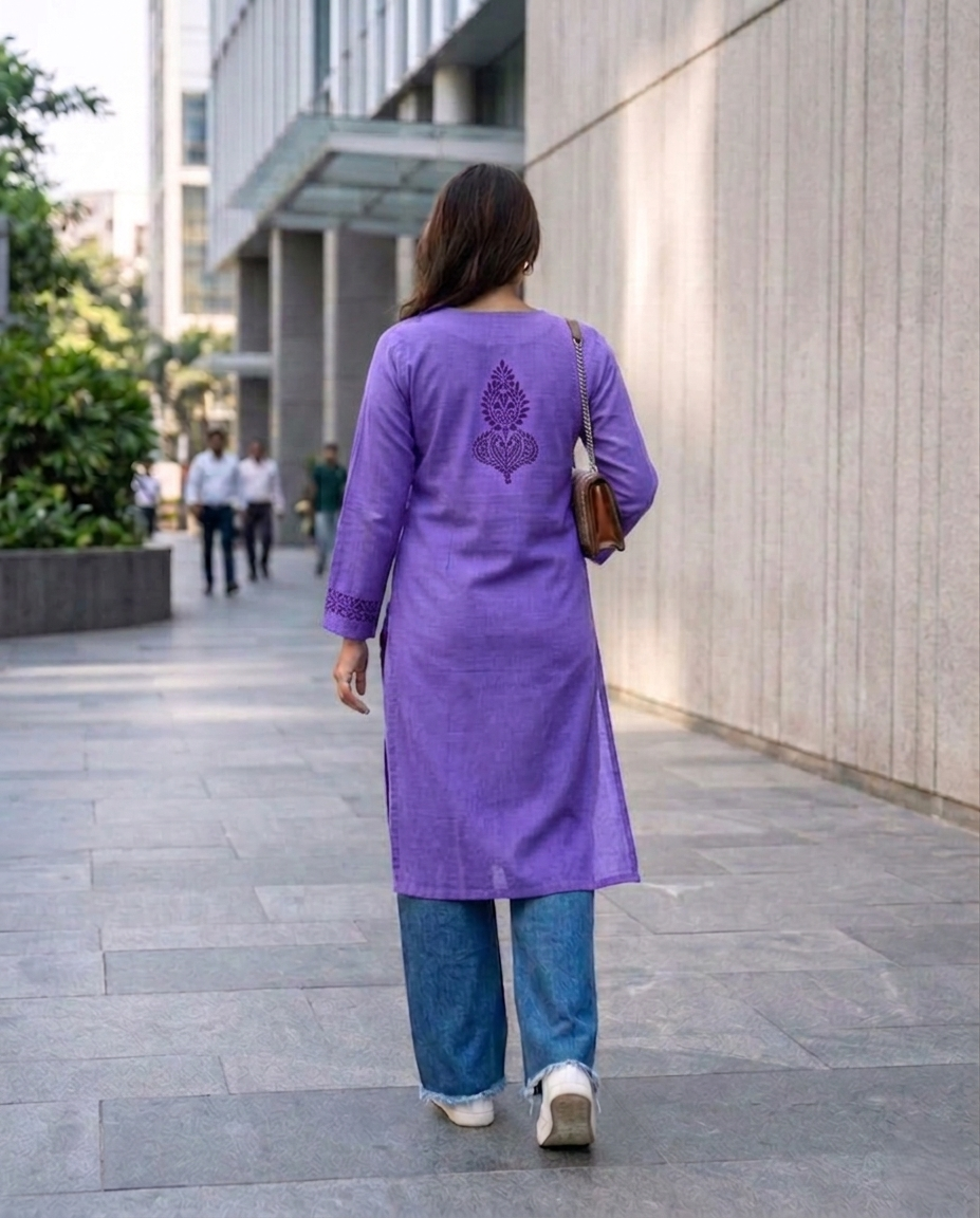 Nazm Chikankari Dobby Cotton Kurta Only – Elegant Everyday Wear for Women | Store Chikankari
