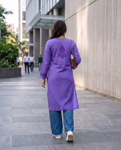 Nazm Chikankari Dobby Cotton Kurta Only – Elegant Everyday Wear for Women | Store Chikankari