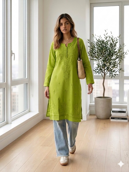 Nazm Chikankari Dobby Cotton Kurta Only – Elegant Everyday Wear for Women | Store Chikankari
