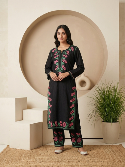 Kashmiri Gul Rayon Chikanakri Co-Ord set