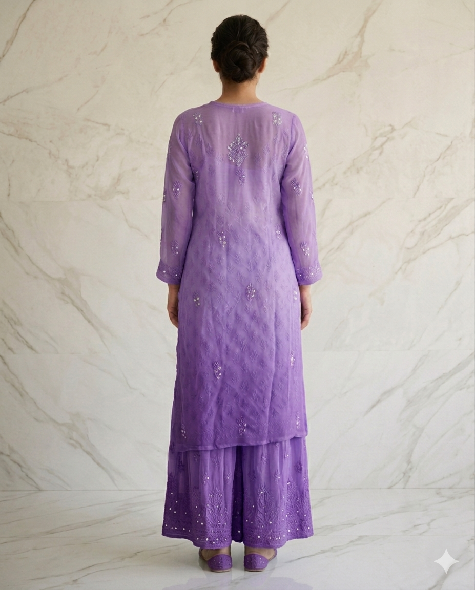Ayna — 2 Pcs Chikankari Ombre Dyed Coord Set | Mirror Work | Georgette
