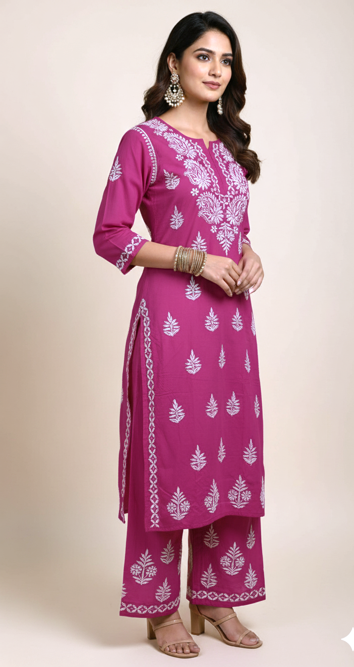 Rayon Chikankari Coord Set (2-Piece)