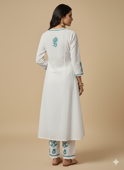 Noorani Collection: Handcrafted Chikankari Kurta & Palazzo Set