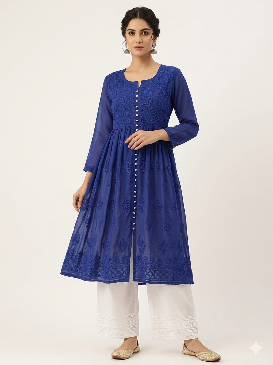 Noora Georgette Chikankari Gown