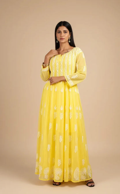 Georgette Chikankari 56 kali Anarkali