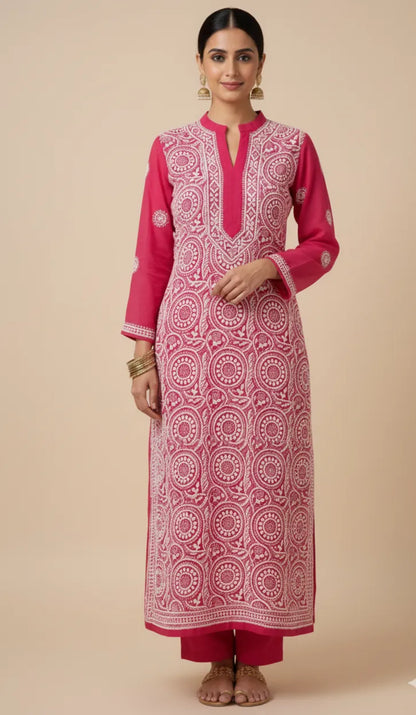 Georgette Chikankari Ring Jaal Kurti Only- Perfect for Ethnic Wear