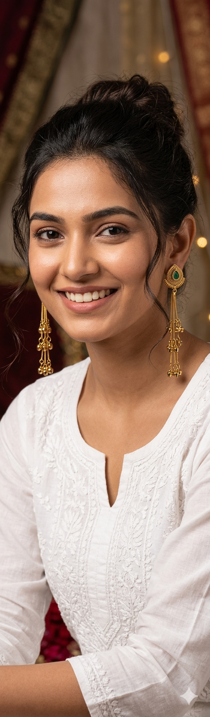 Emerald Teardrop Tassel Earrings