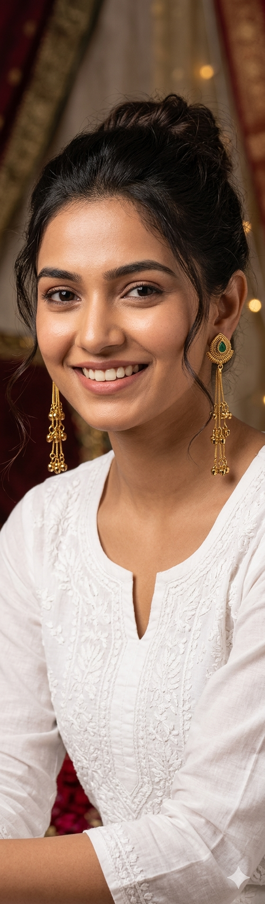 Emerald Teardrop Tassel Earrings
