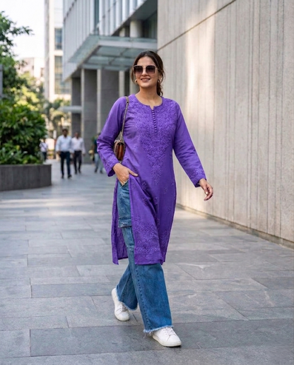 Nazm Chikankari Dobby Cotton Kurta Only – Elegant Everyday Wear for Women | Store Chikankari