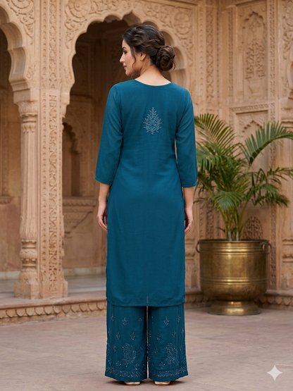 Sitara Premium Rayon Chikankari Coord Set with Mukaish Work for Women