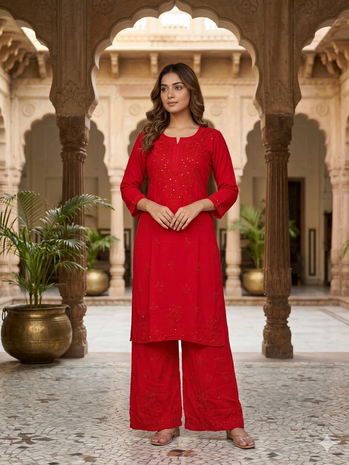 Sitara Premium Rayon Chikankari Coord Set with Mukaish Work for Women