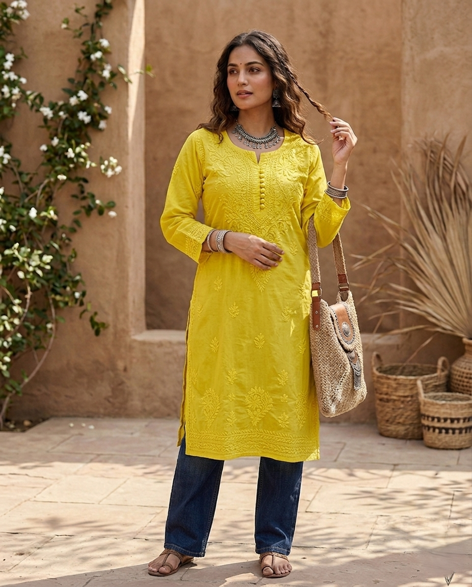 Nazm Chikankari Dobby Cotton Kurta Only – Elegant Everyday Wear for Women | Store Chikankari