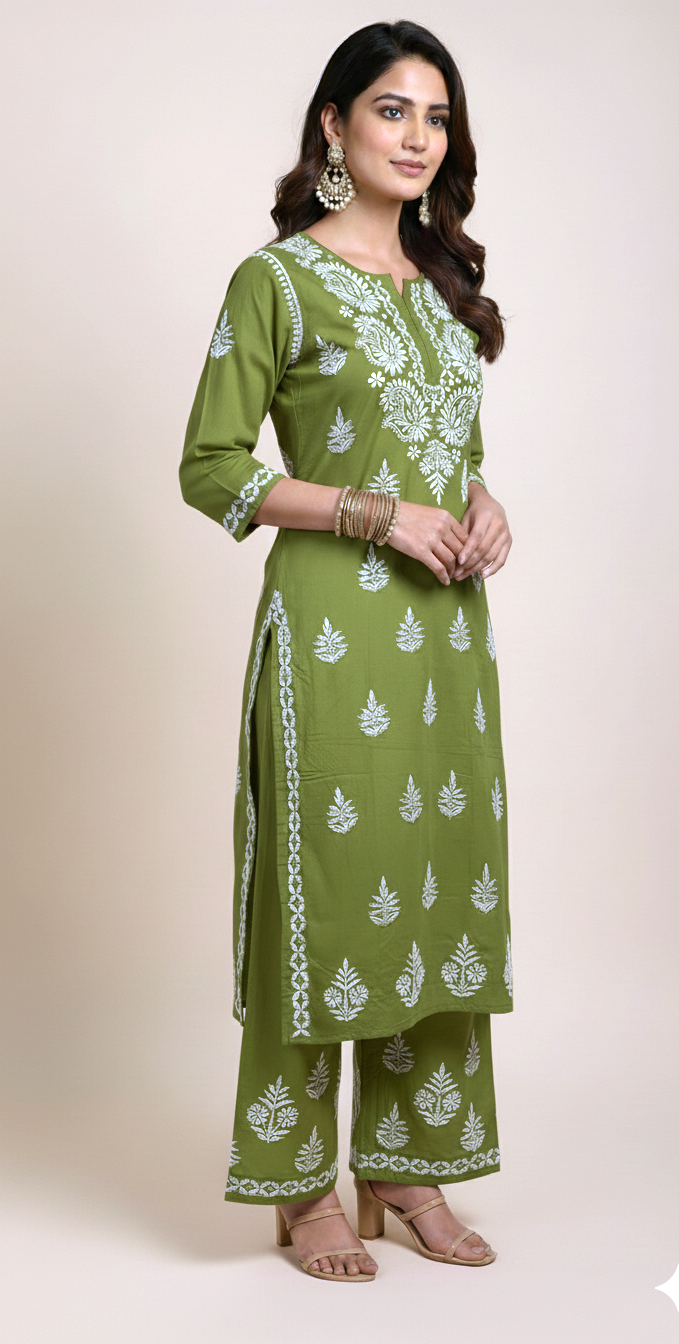 Rayon Chikankari Coord Set (2-Piece)