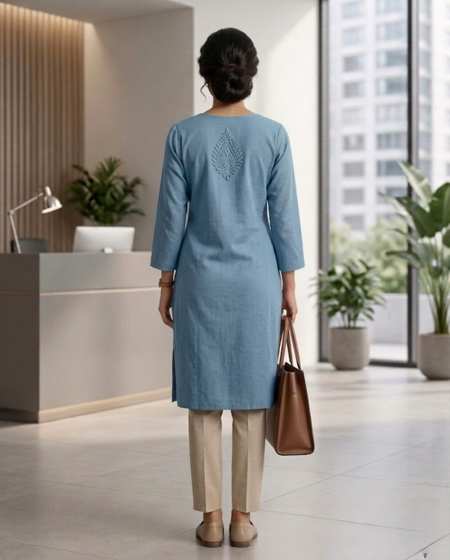 Nazm Chikankari Dobby Cotton Kurta Only – Elegant Everyday Wear for Women | Store Chikankari