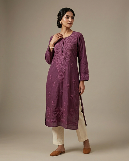 Nazm Chikankari Dobby Cotton Kurta Only – Elegant Everyday Wear for Women | Store Chikankari