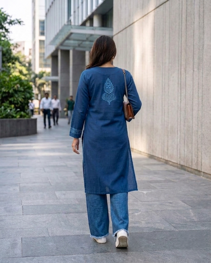 Nazm Chikankari Dobby Cotton Kurta Only – Elegant Everyday Wear for Women | Store Chikankari