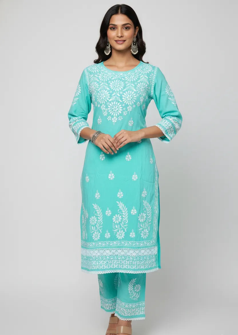 Chikankari Heavy Rayon 2 Piece Set