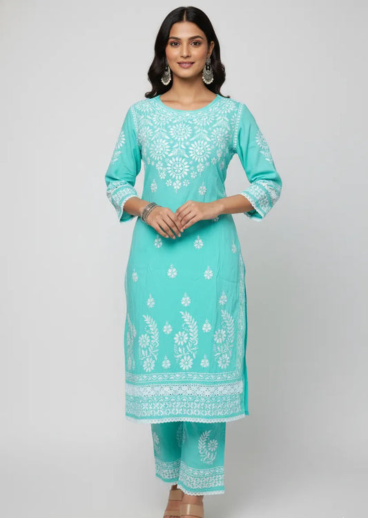 Chikankari Heavy Rayon 2 Piece Set